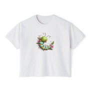 Green Caterpillar Floral Women's Cropped Tee