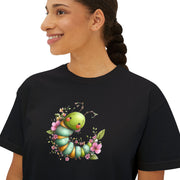 Green Caterpillar Floral Women's Cropped Tee